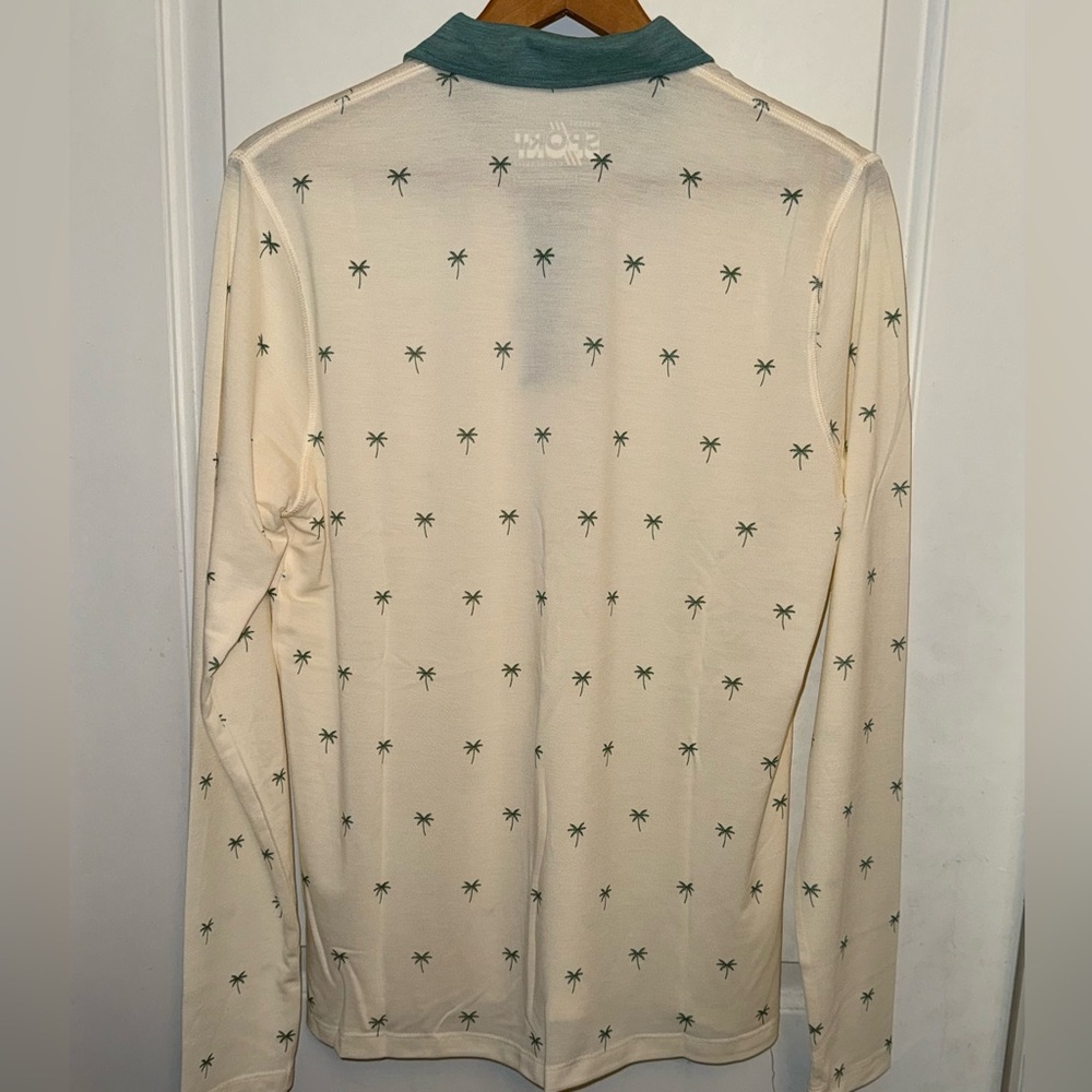 Marine Layer NWT Palm Tree Print Long-Sleeve Air Polo - Picture 4 of 8